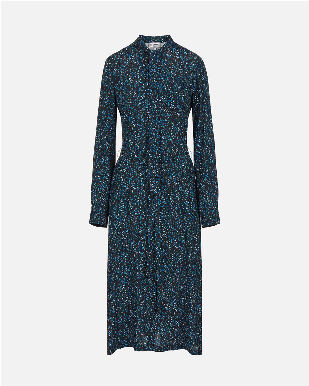 New shape dress with black and green background print in eco-true viscose - Iceberg - Official Website