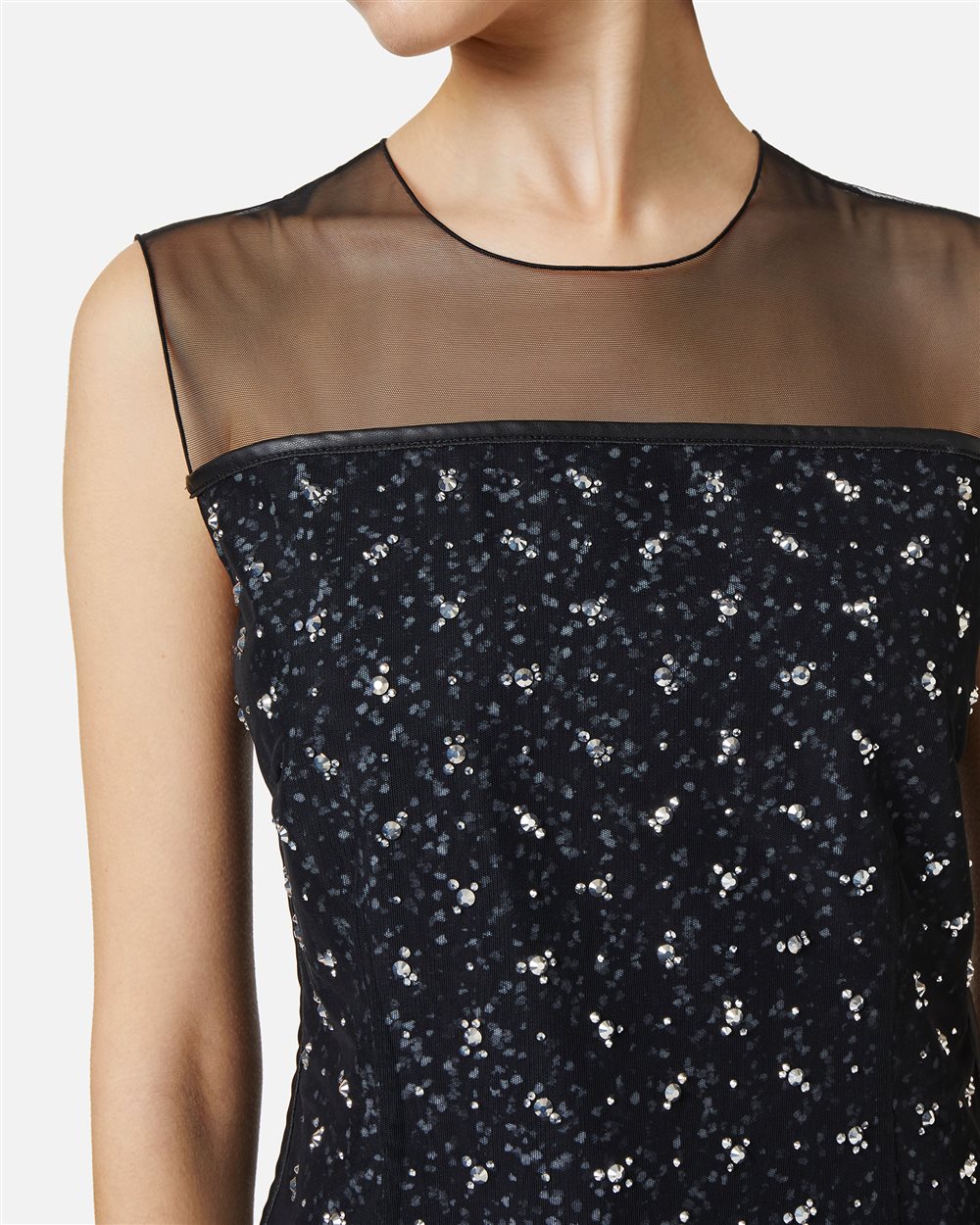 New shape dress with black and grey background print in eco-true viscose - Iceberg - Official Website
