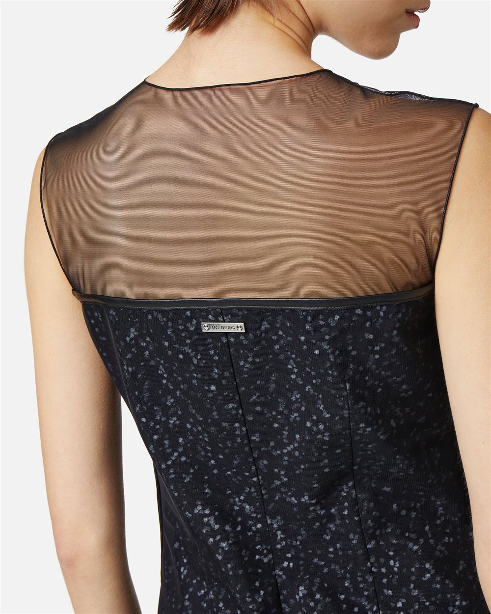 New shape dress with black and grey background print in eco-true viscose - Iceberg - Official Website
