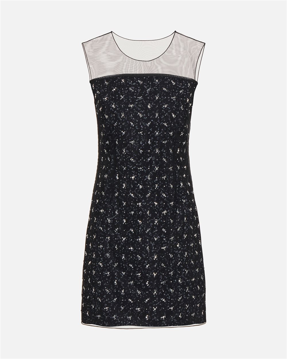 New shape dress with black and grey background print in eco-true viscose - Iceberg - Official Website