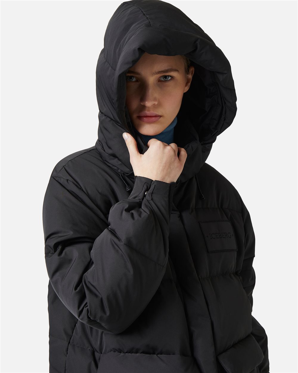 Real feather down jacket with embroidered logo patch - Iceberg - Official Website