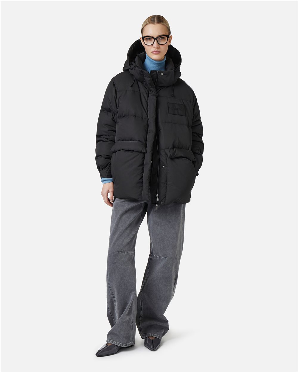 Real feather down jacket with embroidered logo patch - Iceberg - Official Website