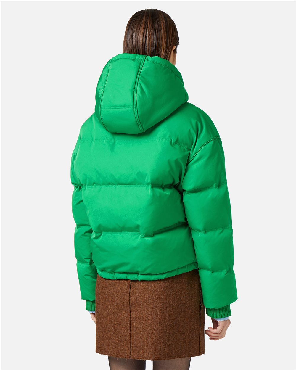 Short down jacket in real feather with logo plate - Iceberg - Official Website