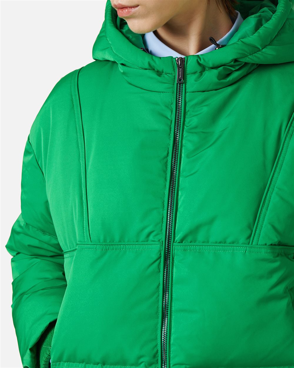 Short down jacket in real feather with logo plate - Iceberg - Official Website
