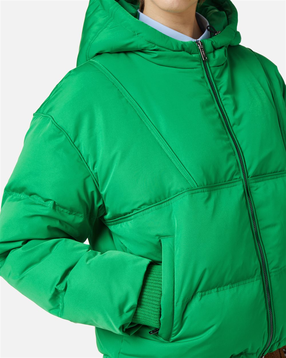 Short down jacket in real feather with logo plate - Iceberg - Official Website