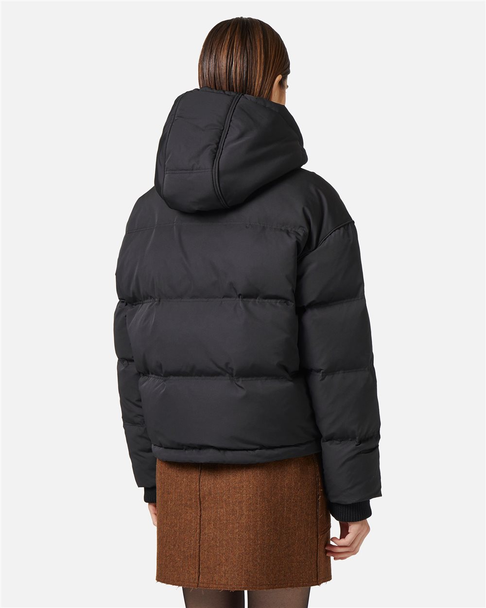 Short down jacket in real feather with logo plate - Iceberg - Official Website