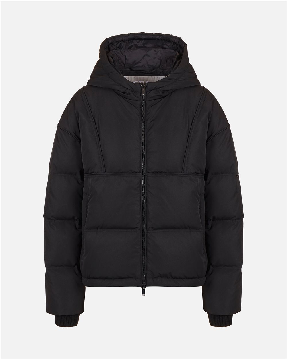 Short down jacket in real feather with logo plate - Iceberg - Official Website