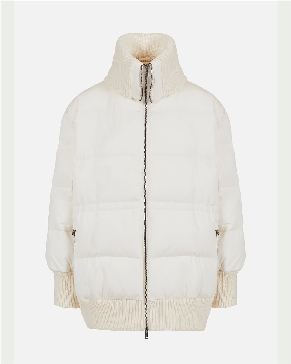 Vanilla drill nylon midi jacket with Iceberg logo embroidered on the back - Iceberg - Official Website