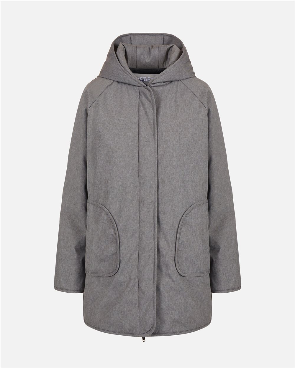 Grey melange nylon midi down jacket with real down padding - Iceberg - Official Website