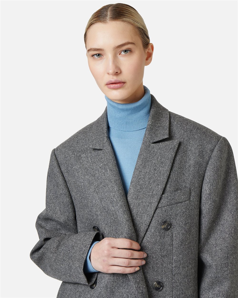 Double-breasted jacket in lightweight bouclé with tailored finishes - Iceberg - Official Website