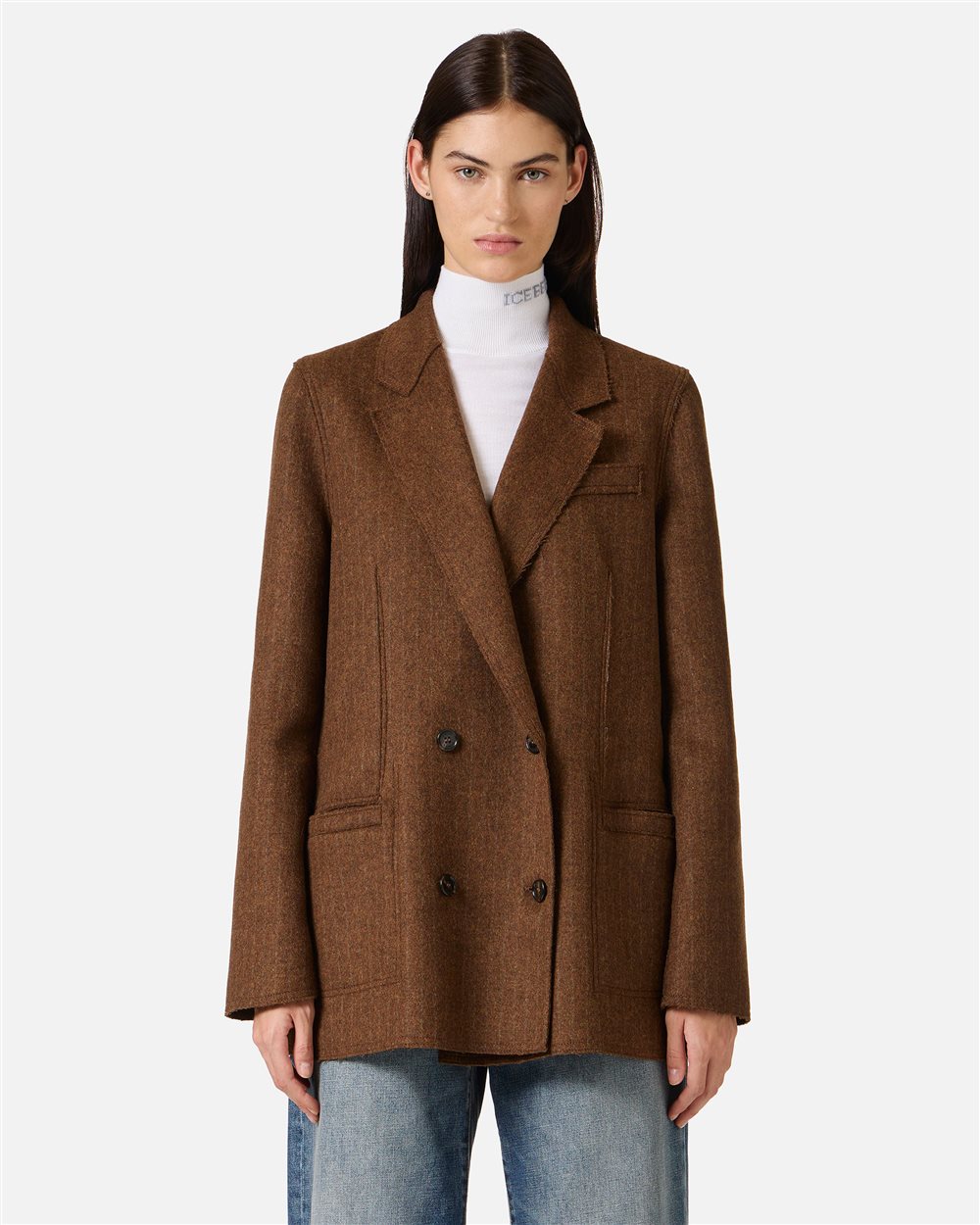 Reversible double-breasted jacket in double-face cloth - Iceberg - Official Website