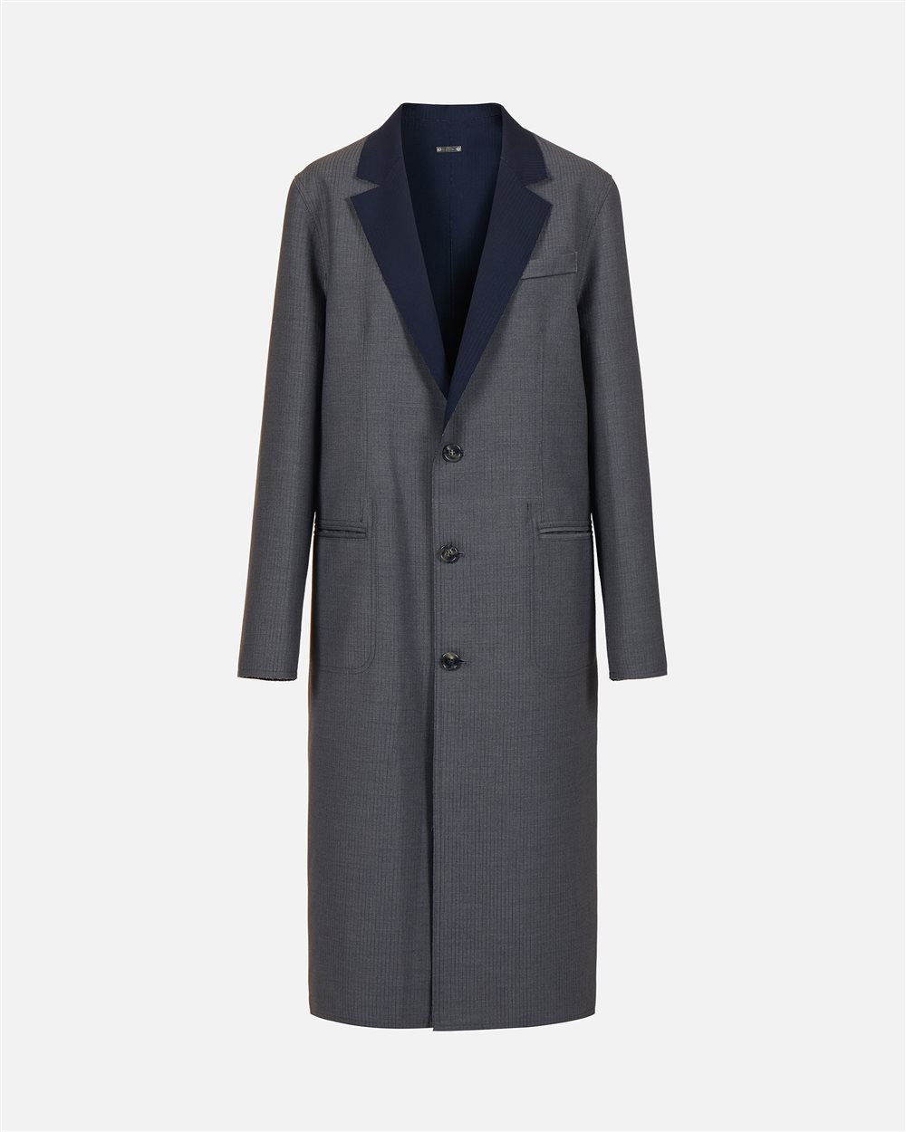 Reversible pinstripe coat in mouse grey with raw cut details - Iceberg - Official Website
