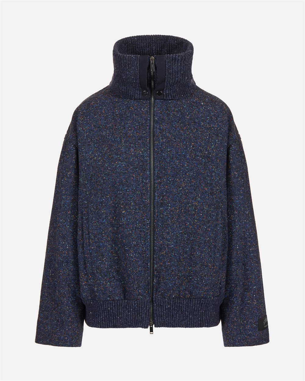 Comfort fit jacket in bouclé wool blend in a mix of blue - Iceberg - Official Website