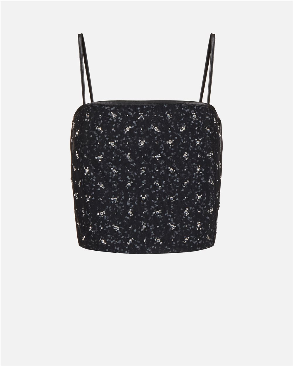Cropped top with rhinestones and tulle, between sensuality and graphic statement - Iceberg - Official Website