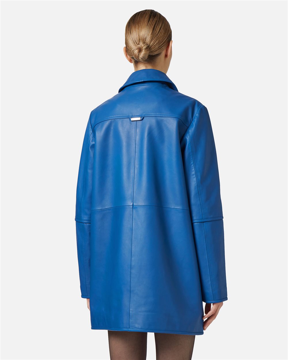 Zaphyre leather midi coat with Iceberg plaque - Iceberg - Official Website