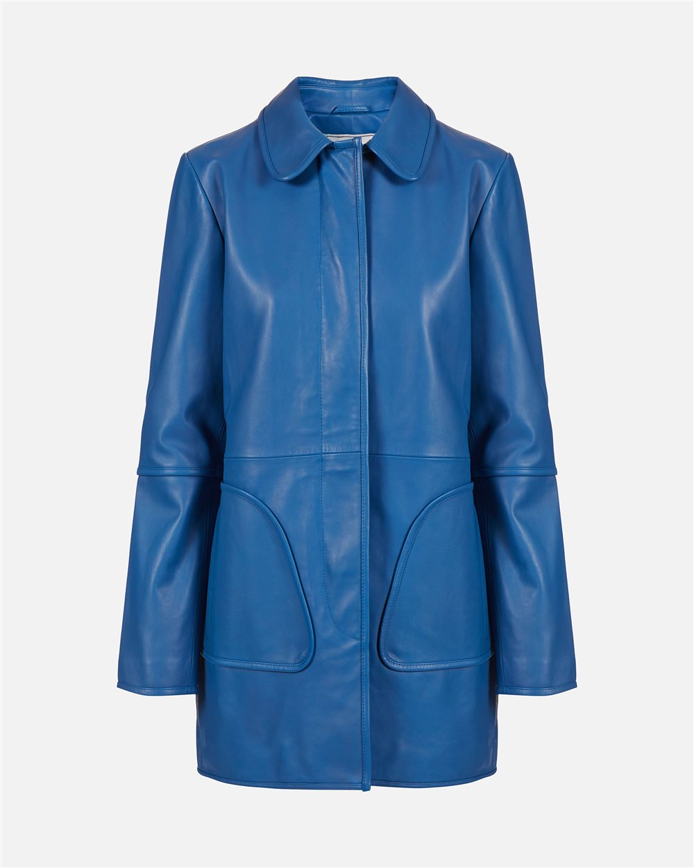 Zaphyre leather midi coat with Iceberg plaque - Iceberg - Official Website