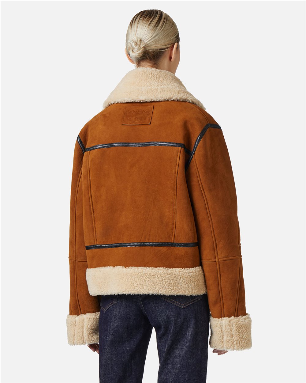 Oversized jacket in hazelnut-colored suede - Iceberg - Official Website