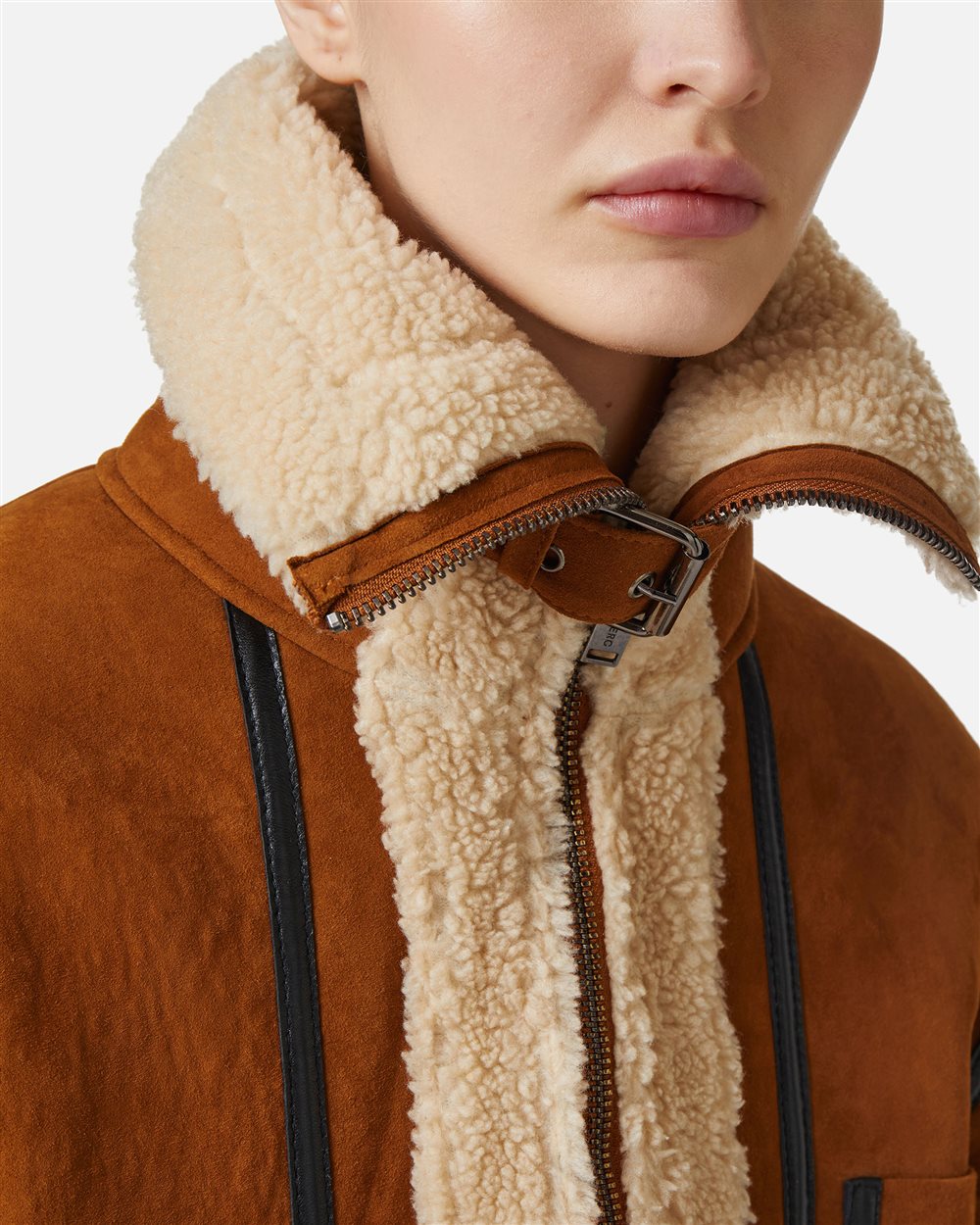 Oversized jacket in hazelnut-colored suede - Iceberg - Official Website