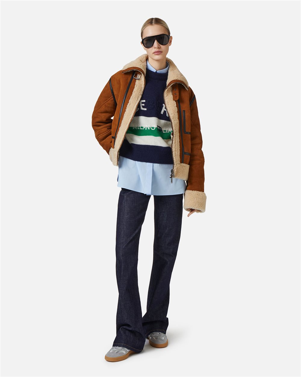 Oversized jacket in hazelnut-colored suede - Iceberg - Official Website