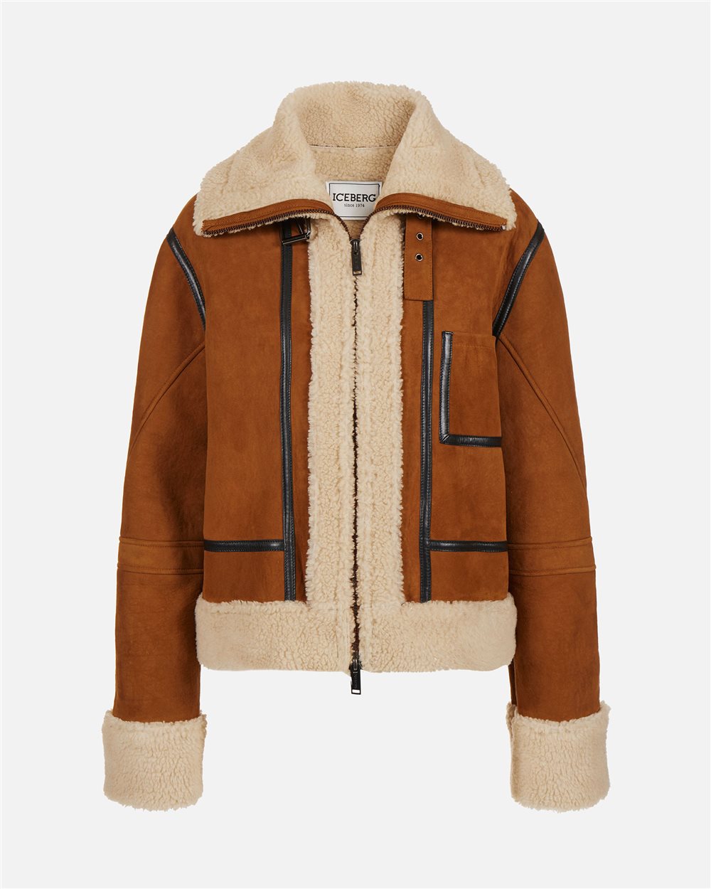 Oversized jacket in hazelnut-colored suede - Iceberg - Official Website