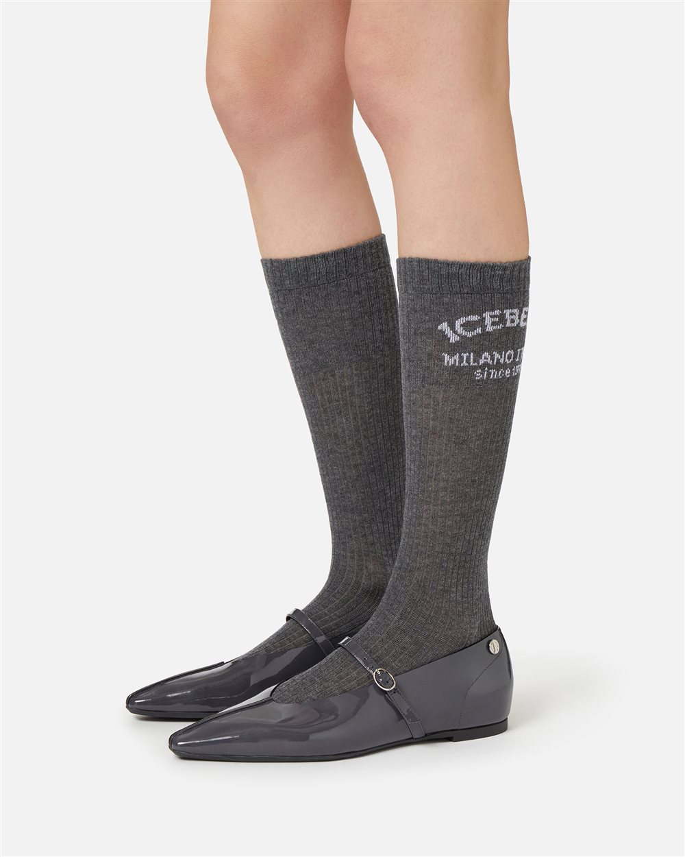 Grey melange sock with jacquard Iceberg logo - Iceberg - Official Website