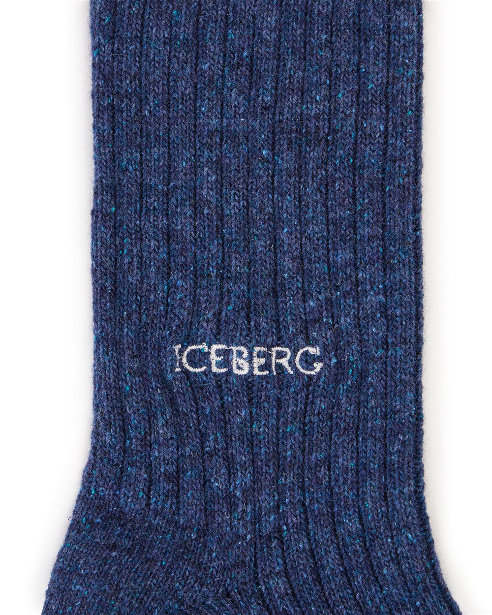 Heavy bouclé wool sock with a pattern in shades of blue - Iceberg - Official Website