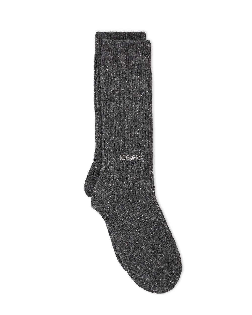 Heavy bouclé wool sock with a pattern in shades of grey - Iceberg - Official Website