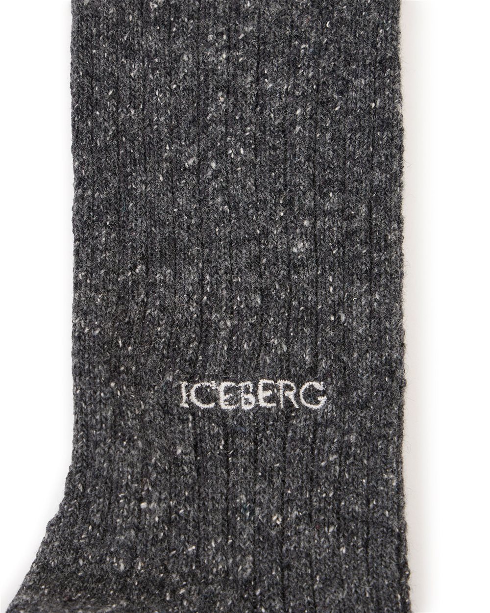 Heavy bouclé wool sock with a pattern in shades of grey - Iceberg - Official Website