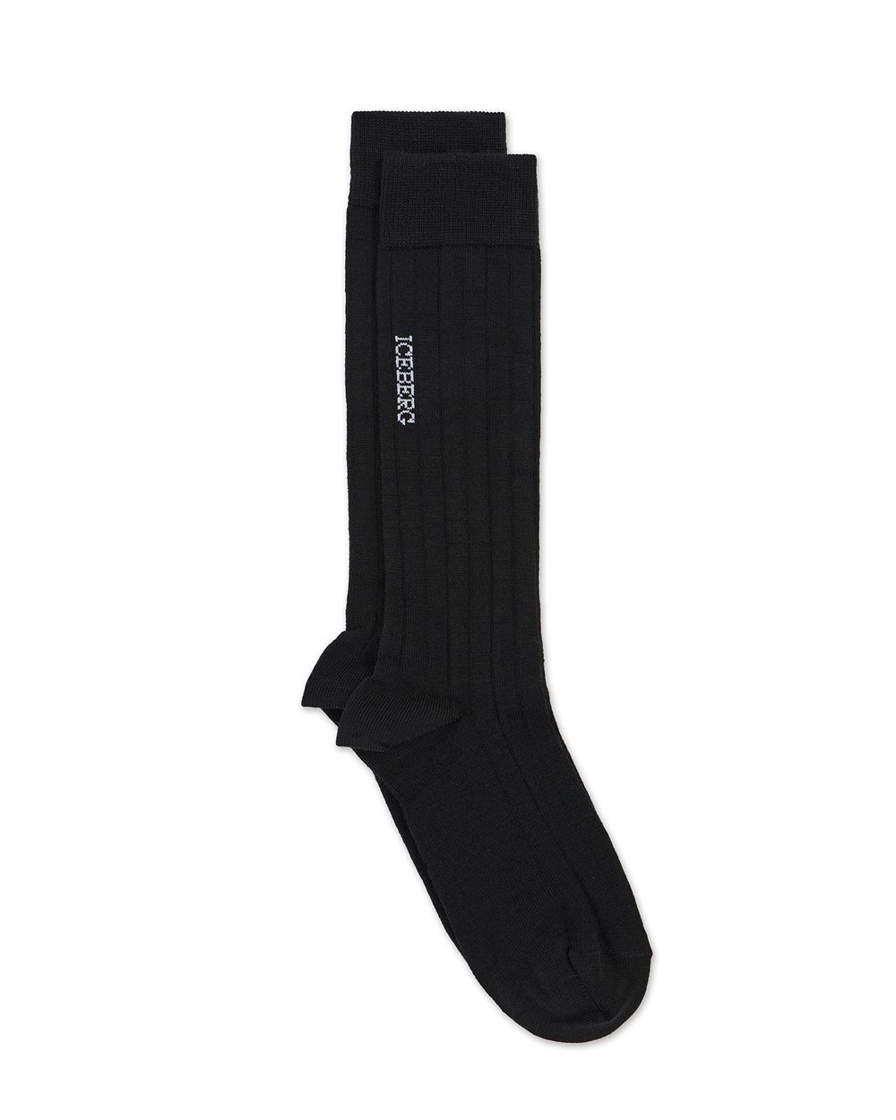 Wool ribbed sock with vertical jacquard logo - Iceberg - Official Website