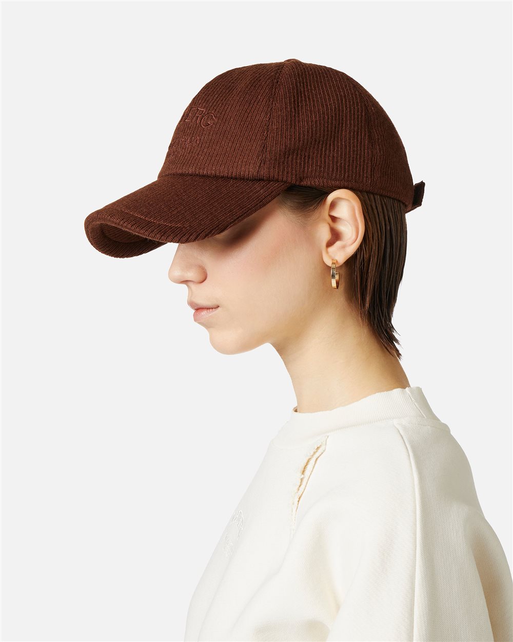 Hazelnut Ribbed Knit Baseball Cap with Iceberg Embroidery - Iceberg - Official Website