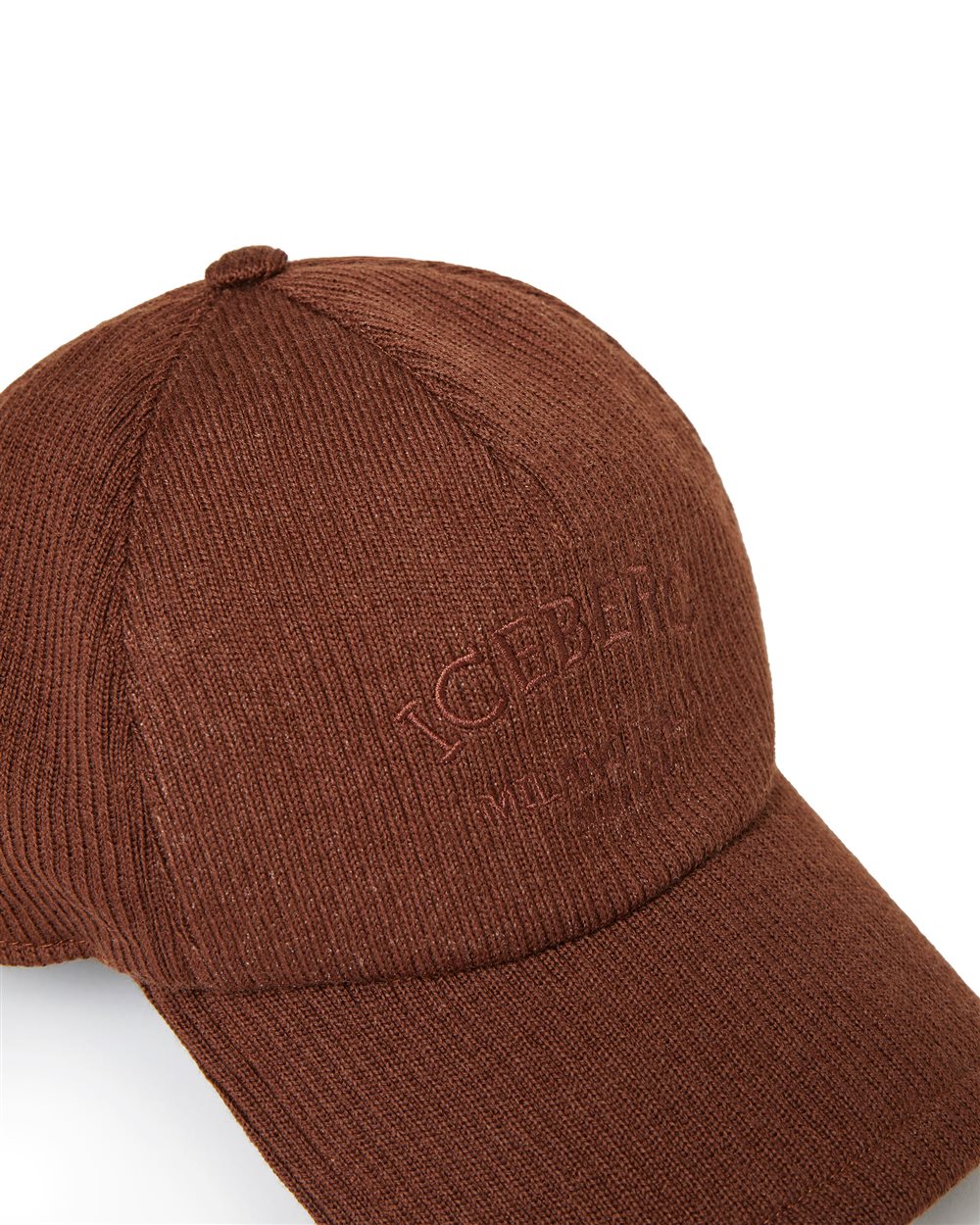 Hazelnut Ribbed Knit Baseball Cap with Iceberg Embroidery - Iceberg - Official Website