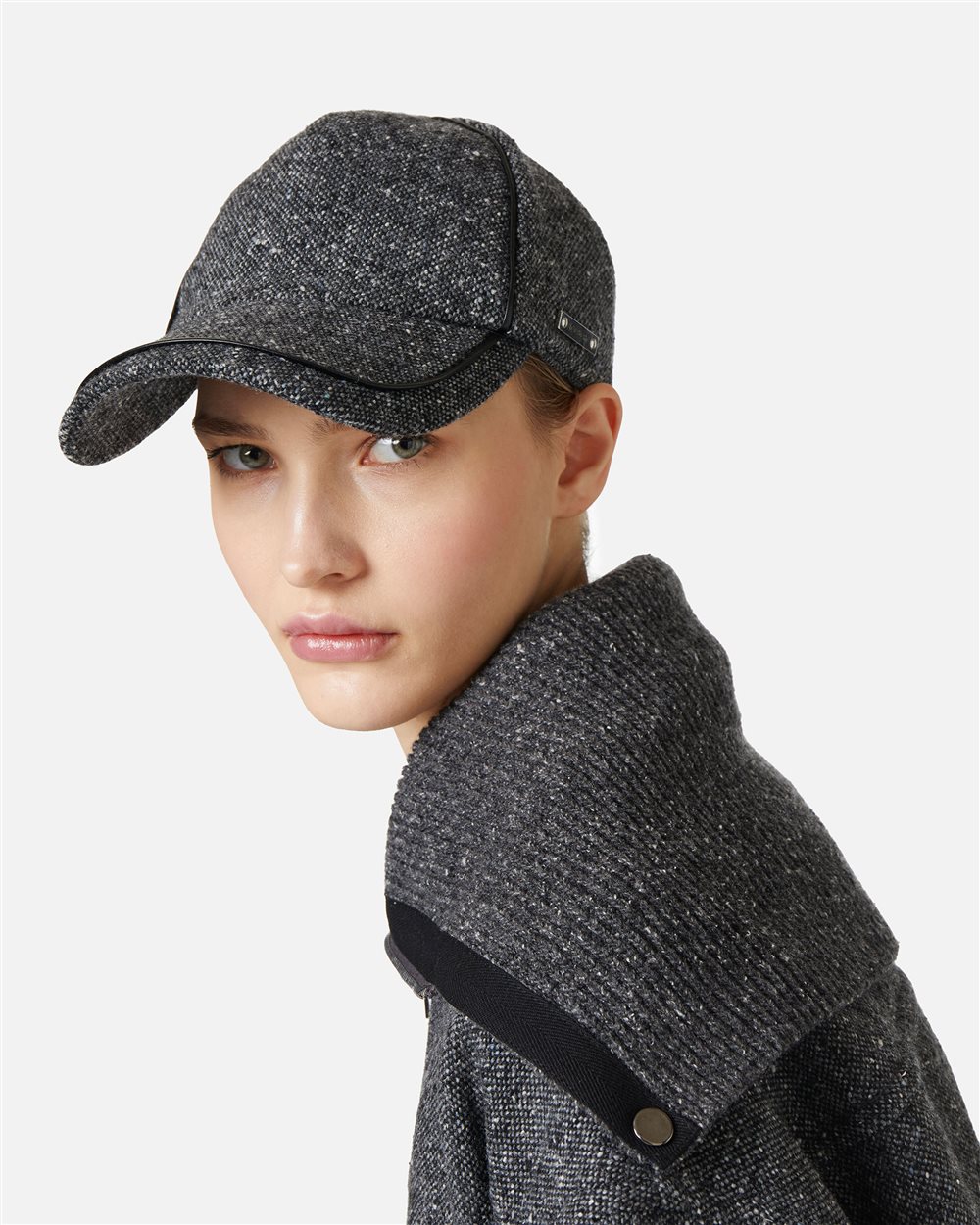 Baseball cap in bouclé and leather - Iceberg - Official Website