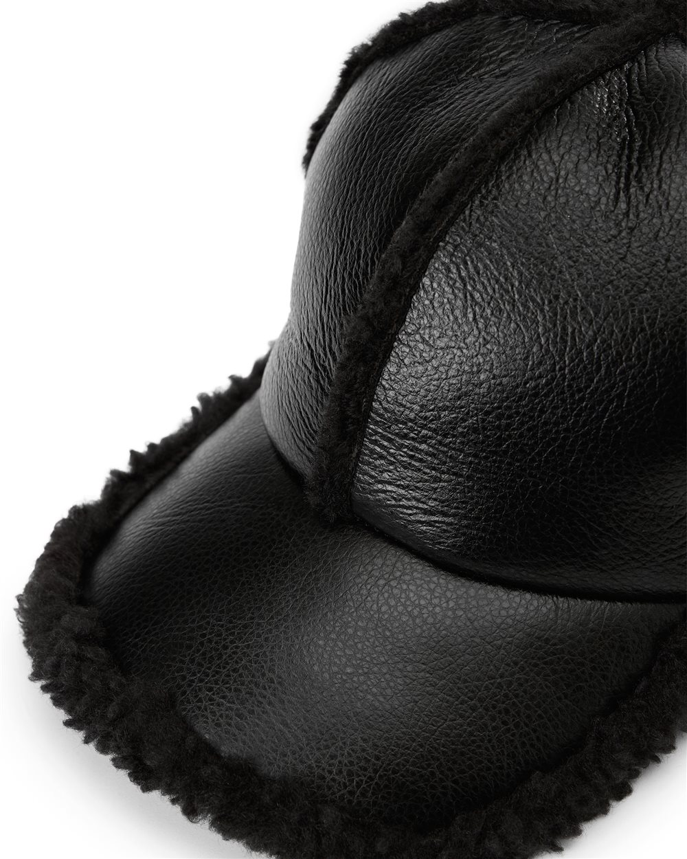 Black faux shearling baseball cap - Iceberg - Official Website