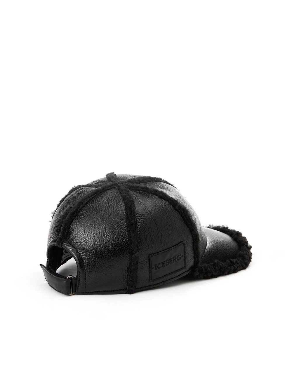 Black faux shearling baseball cap - Iceberg - Official Website
