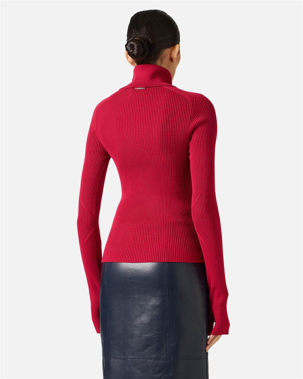 Slim-fit mock turtleneck sweater in red stretch viscose - Iceberg - Official Website