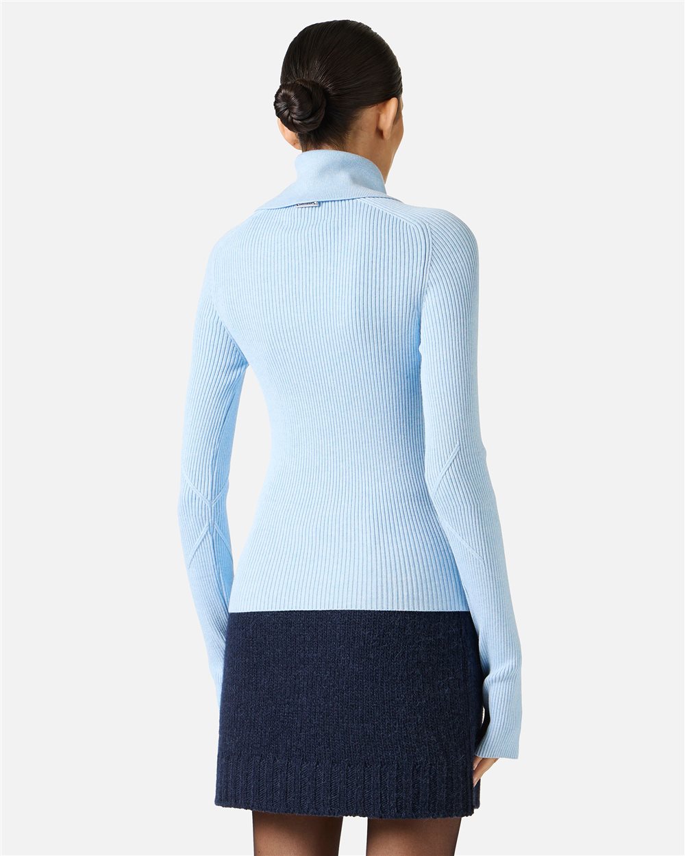 Slim-fit mock turtleneck sweater in light blue stretch viscose - Iceberg - Official Website