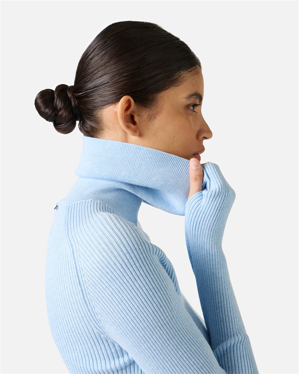 Slim-fit mock turtleneck sweater in light blue stretch viscose - Iceberg - Official Website