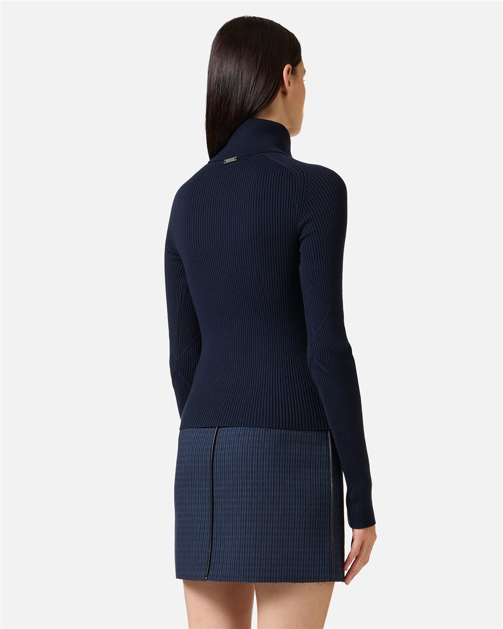Slim-fit stretch viscose turtleneck sweater in classic blue - Iceberg - Official Website