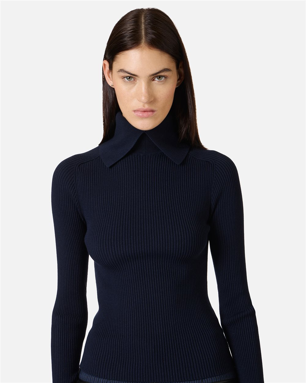 Slim-fit stretch viscose turtleneck sweater in classic blue - Iceberg - Official Website