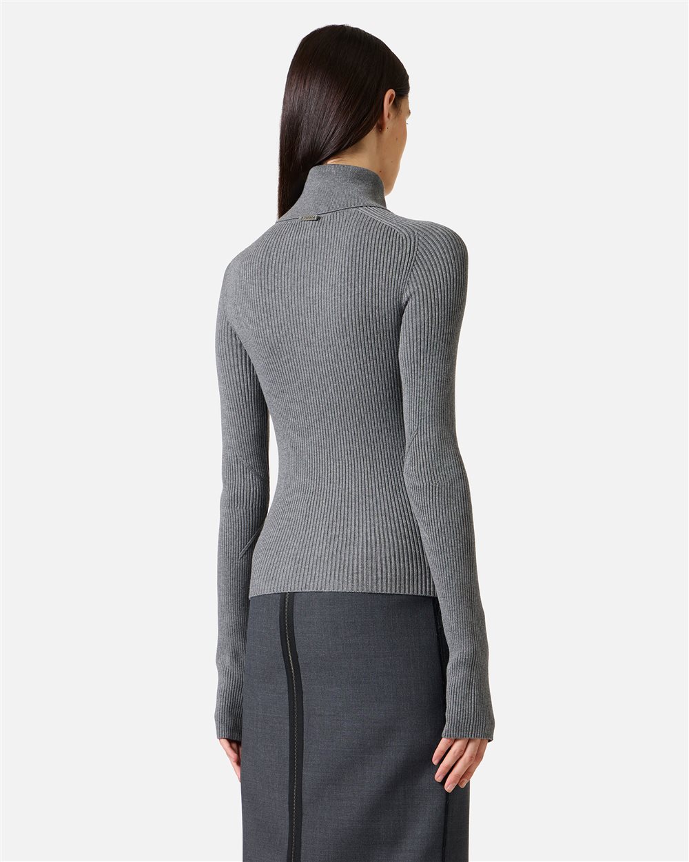 Slim-fit mock turtleneck sweater in stretch viscose in medium gray - Iceberg - Official Website