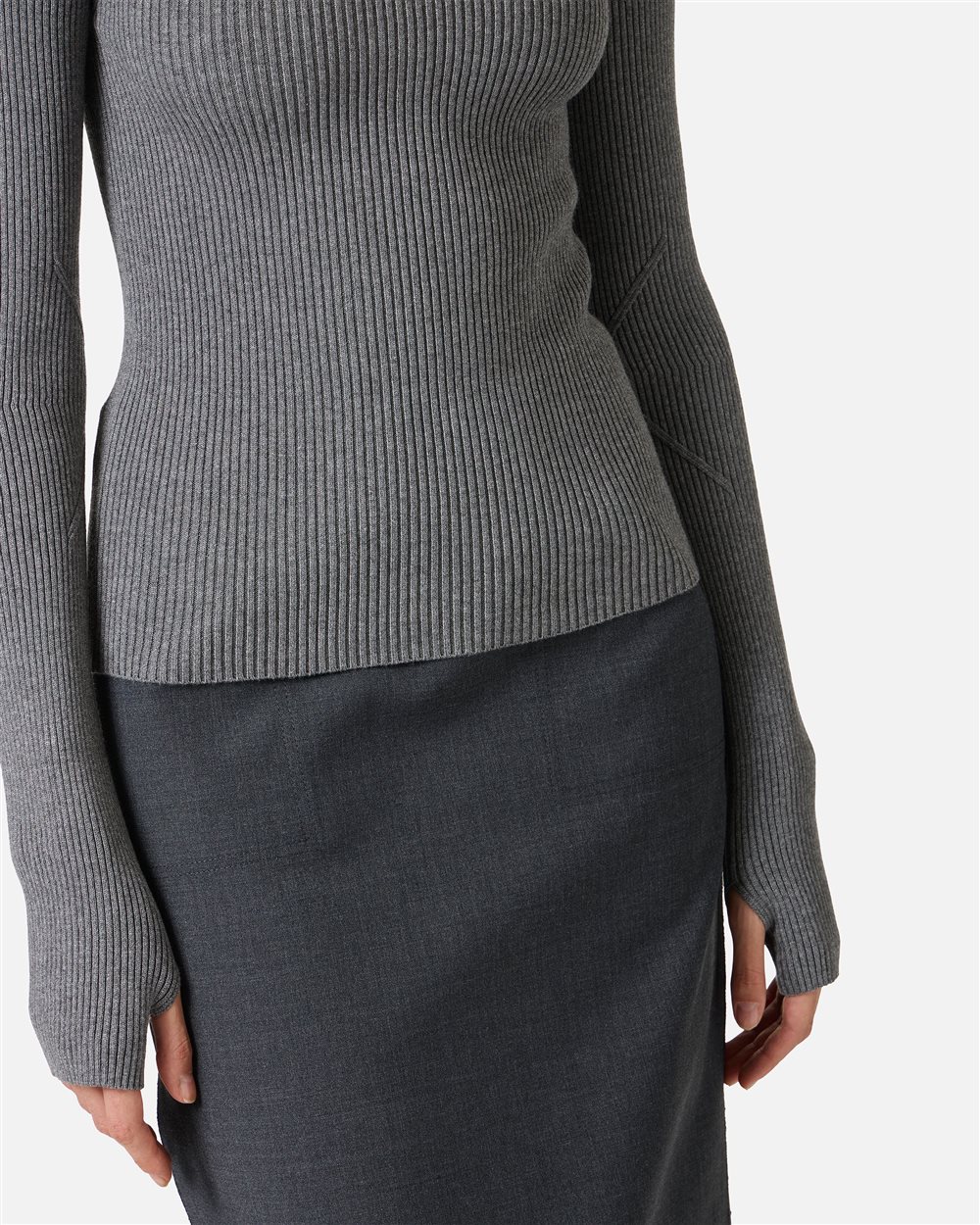 Slim-fit mock turtleneck sweater in stretch viscose in medium gray - Iceberg - Official Website