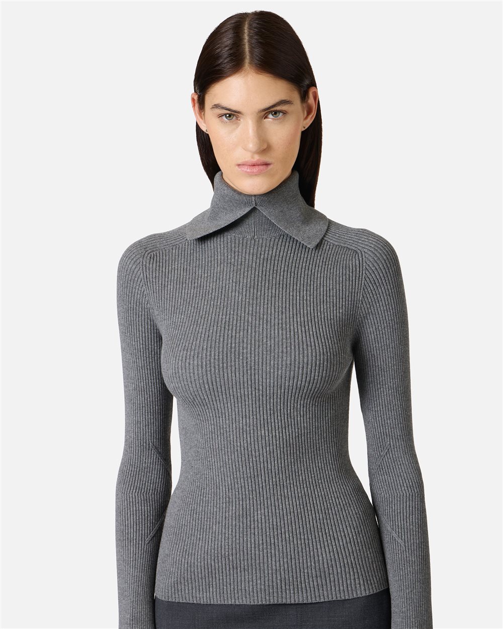 Slim-fit mock turtleneck sweater in stretch viscose in medium gray - Iceberg - Official Website