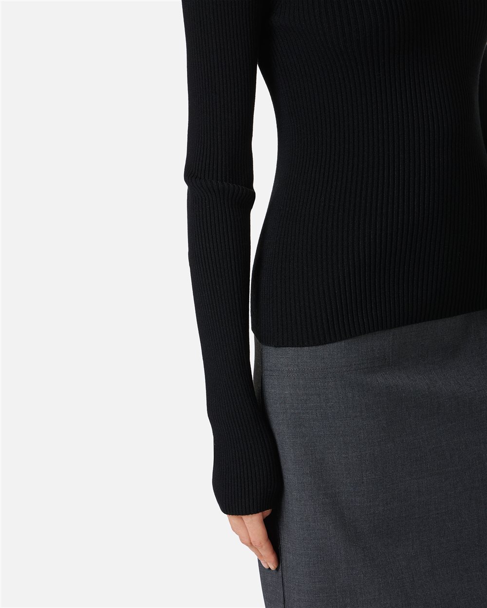 Slim-fit mock turtleneck sweater in black stretch viscose - Iceberg - Official Website