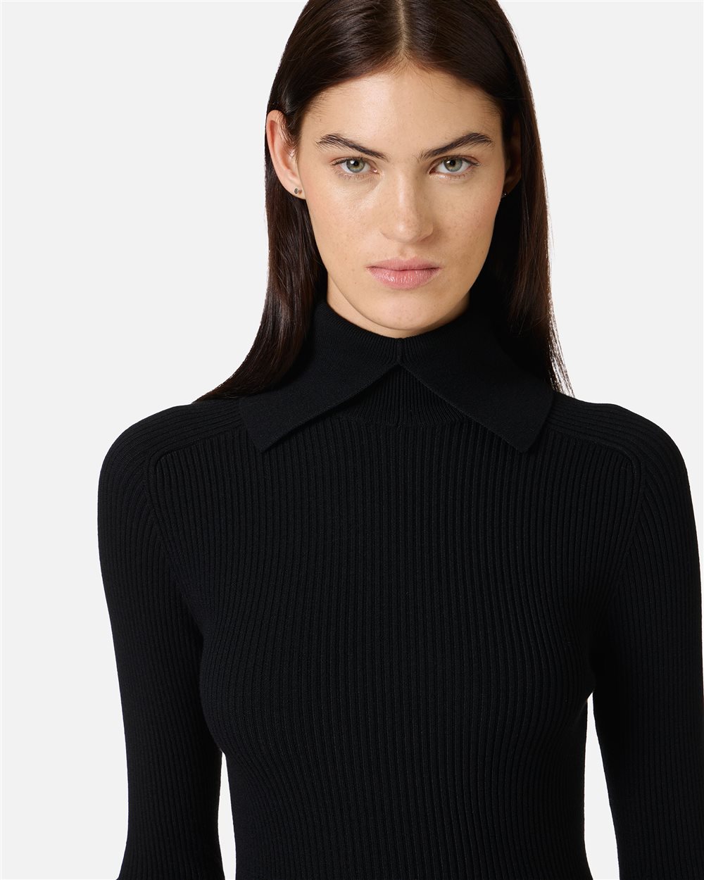 Slim-fit mock turtleneck sweater in black stretch viscose - Iceberg - Official Website