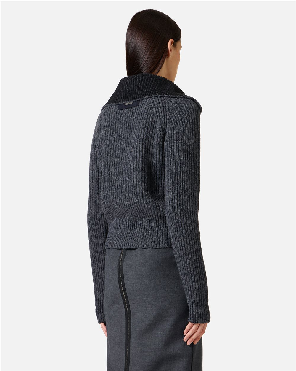 Regular-fit polo shirt in dark gray melange lambswool - Iceberg - Official Website