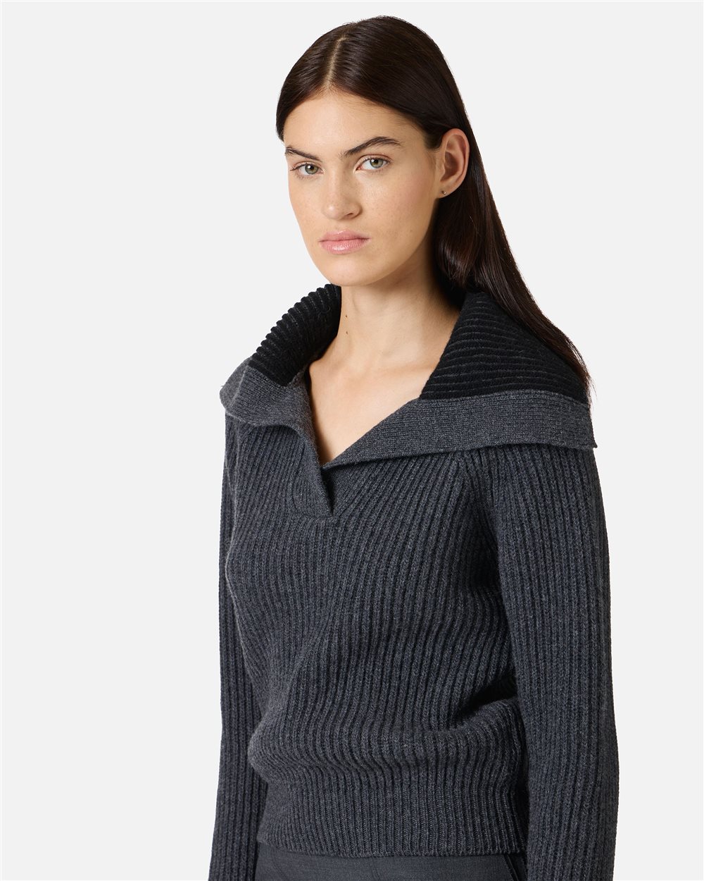 Regular-fit polo shirt in dark gray melange lambswool - Iceberg - Official Website