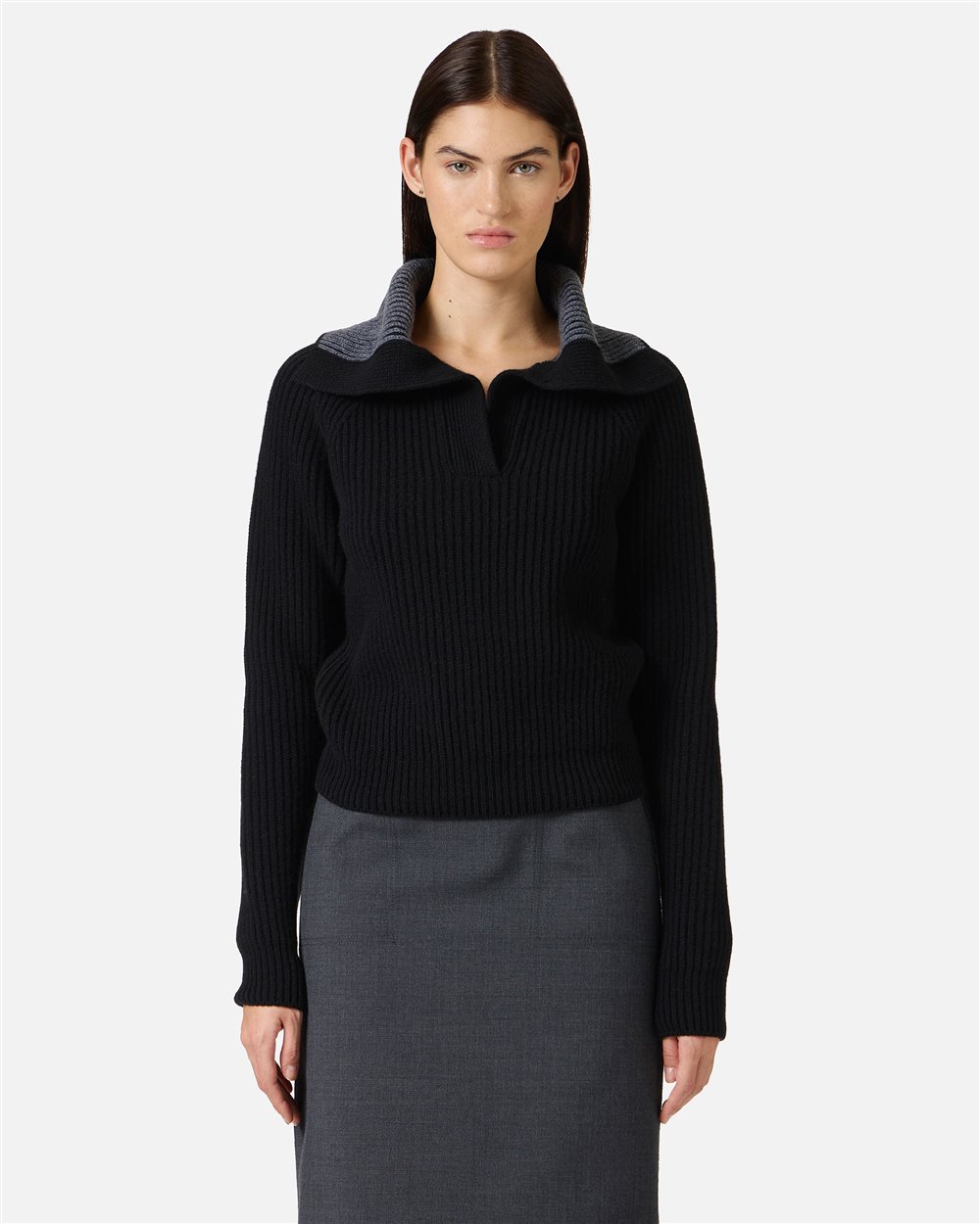 Regular-fit black lambswool polo shirt - Iceberg - Official Website