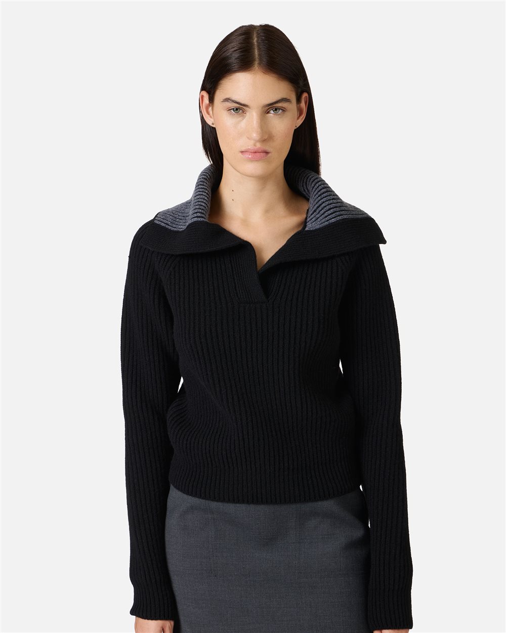 Regular-fit black lambswool polo shirt - Iceberg - Official Website