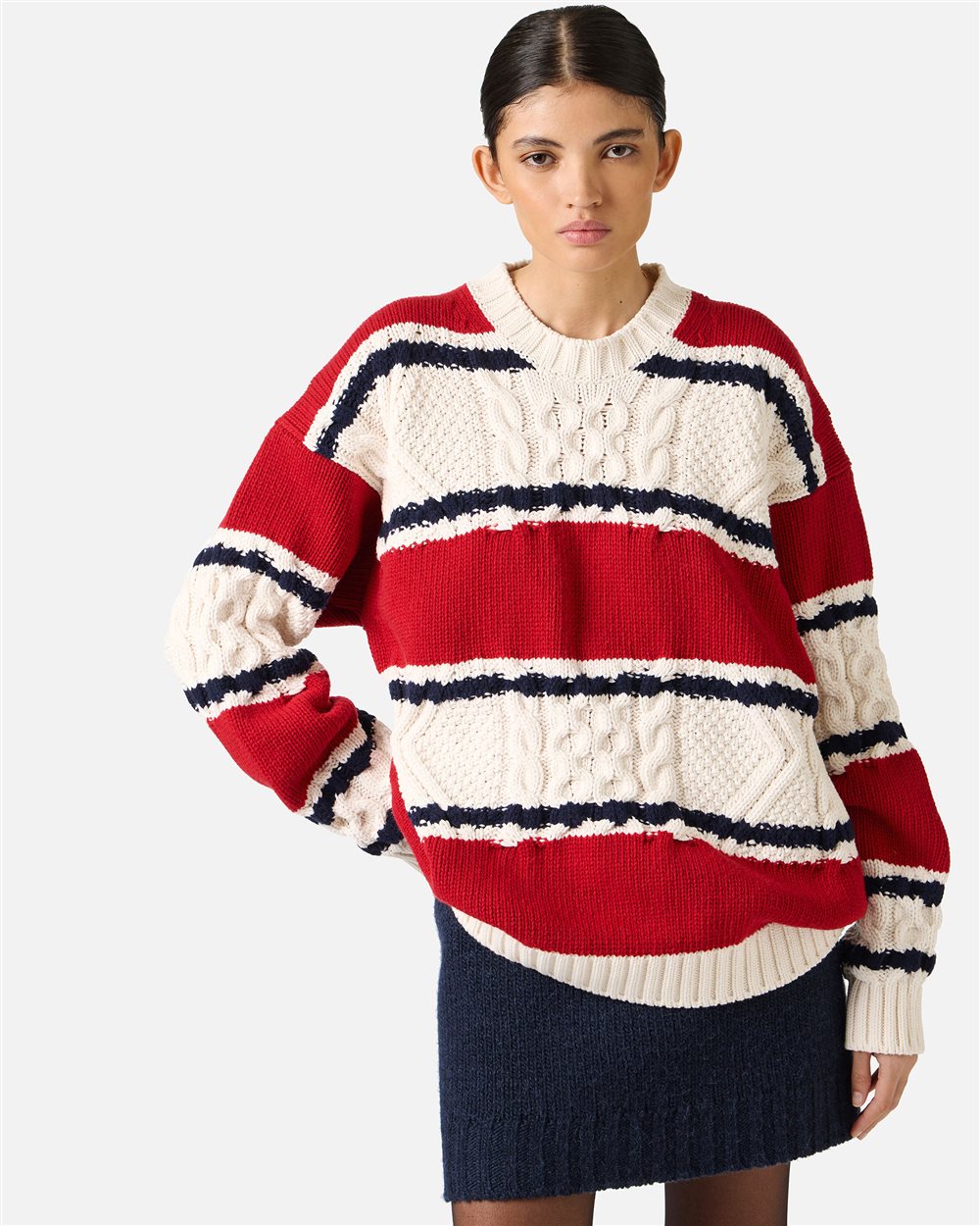 Oversized crewneck sweater in multicolored lambswool - Iceberg - Official Website
