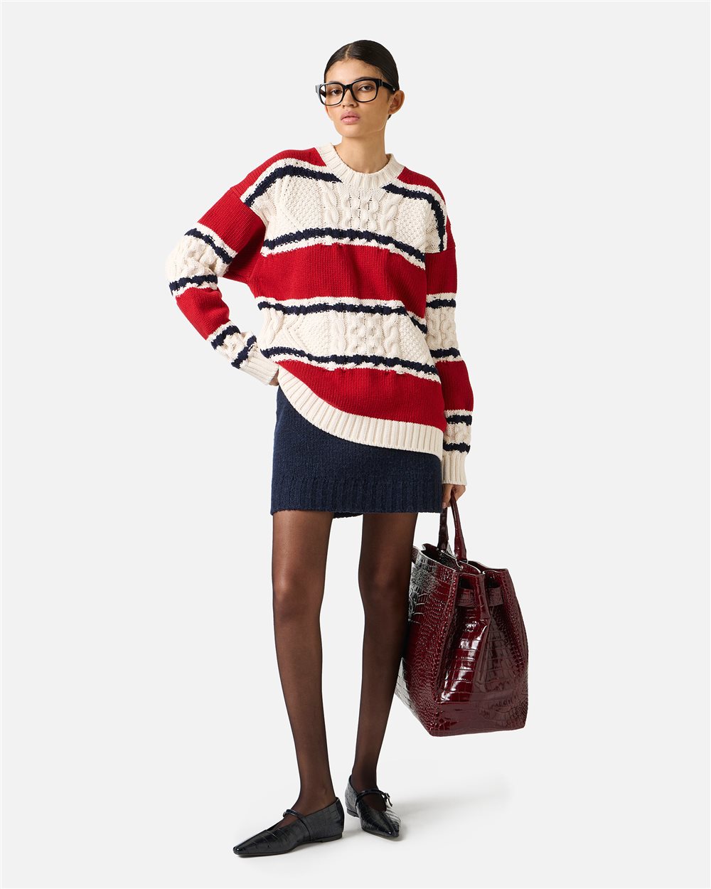 Oversized crewneck sweater in multicolored lambswool - Iceberg - Official Website